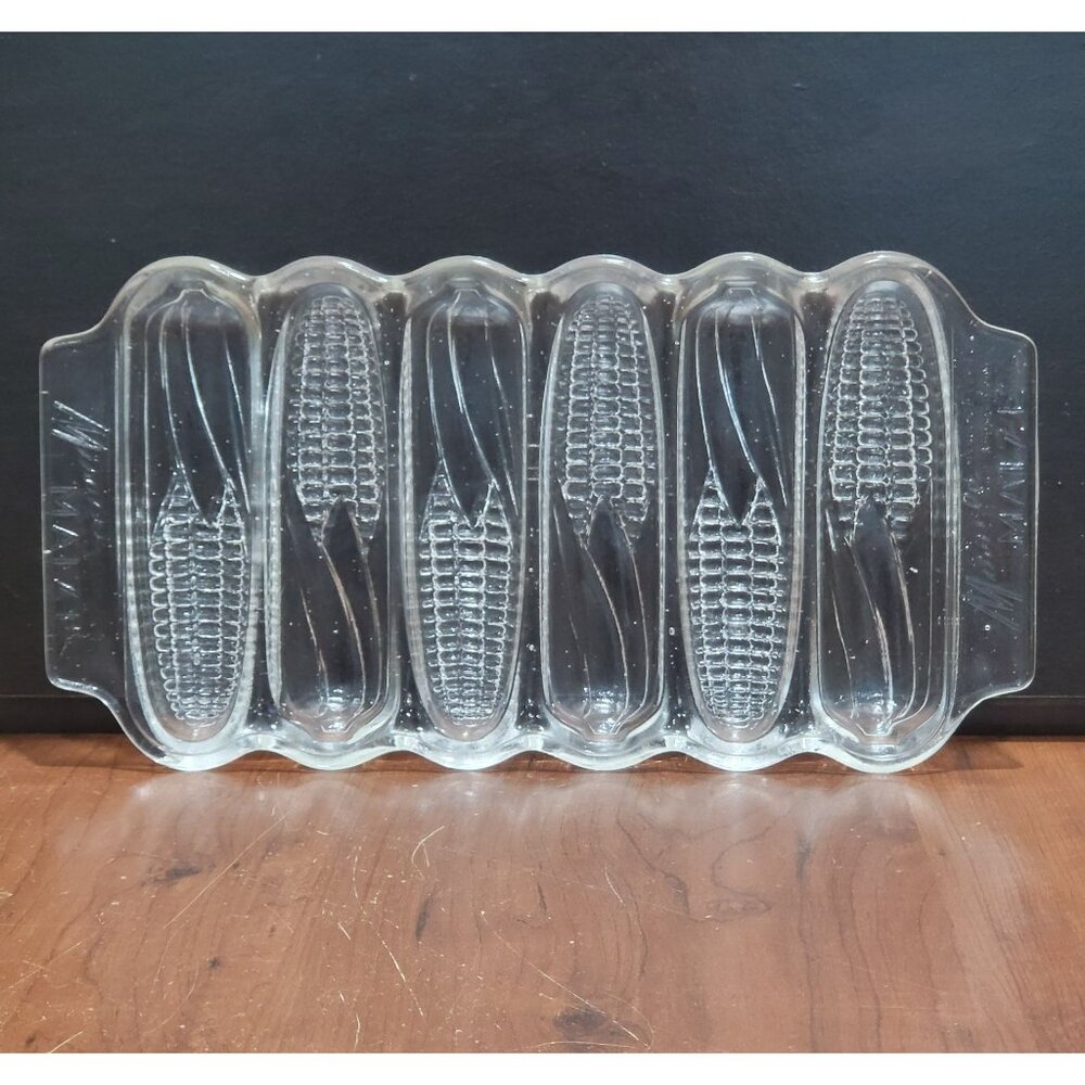 Miracle Maize Clear Glass Corn Bread Baking Dish Corn Cob Design
